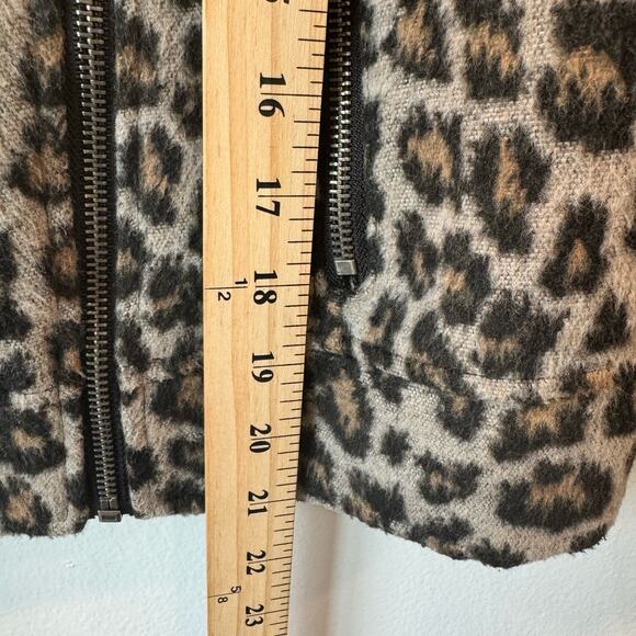 Cupcakes and Cashmere Moto Biker Leopard Print Wool Blend Jacket S - Picture 3 of 6